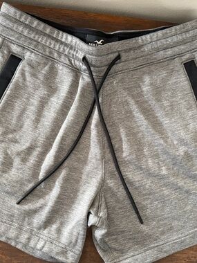 Hollister Men's Heather Gray Athletic Drawstring Shorts with Black Trim